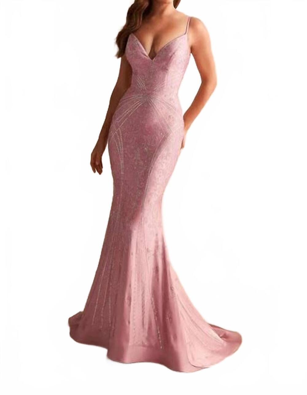 NEW ELLIE WILDE mermaid prom dress with stone accents in orchid
